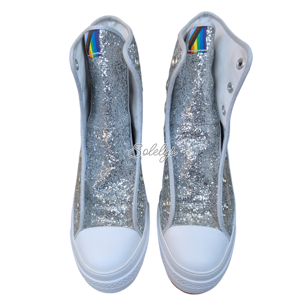 Converse Chuck 70 De Luxe Heel Glitter Platform Pride Proud to Be Boot Women 8.5 - Picture 9 of 10